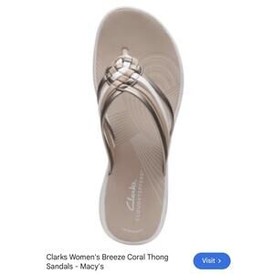Clarks Breeze Coral H Shoes Womens Size 11 Beige Thong Sandals Cloudsteppers